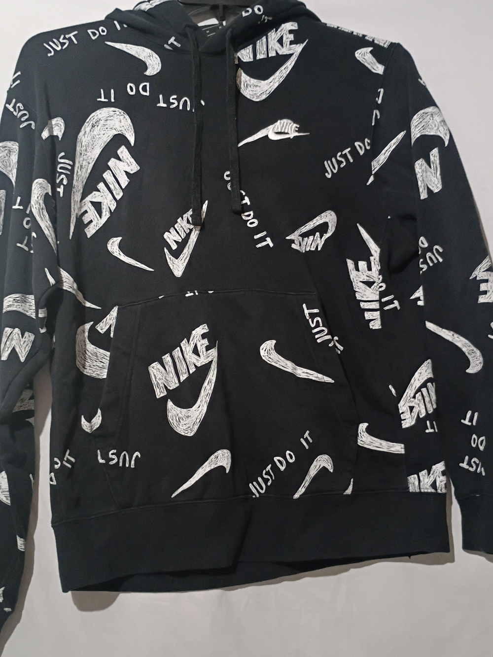 Nike Black Pullover Hoodie with White Logo Print
